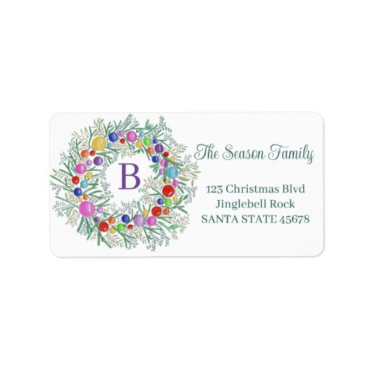 Aanpasbare Monogram Label Kerstmis (Voorkant)