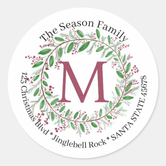 Aanpasbare Monogram Label Kerstmis (Voorkant)