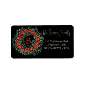 Aanpasbare Monogram Label Kerstmis (Voorkant)