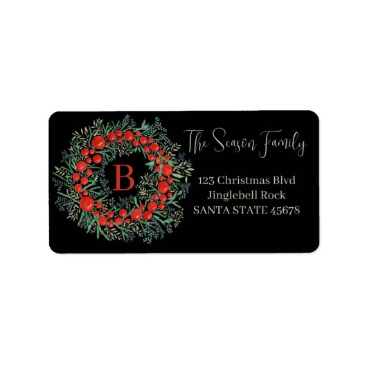 Aanpasbare Monogram Label Kerstmis (Voorkant)