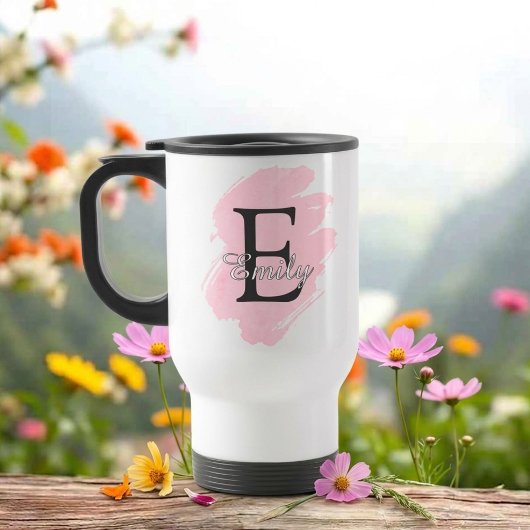 Aanpasbare monogram reisbeker met kleuraccent