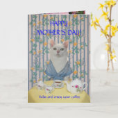 Aanpasbare Mooie Kat/Moederdag voor Moeders Kaart (Gele Bloem)