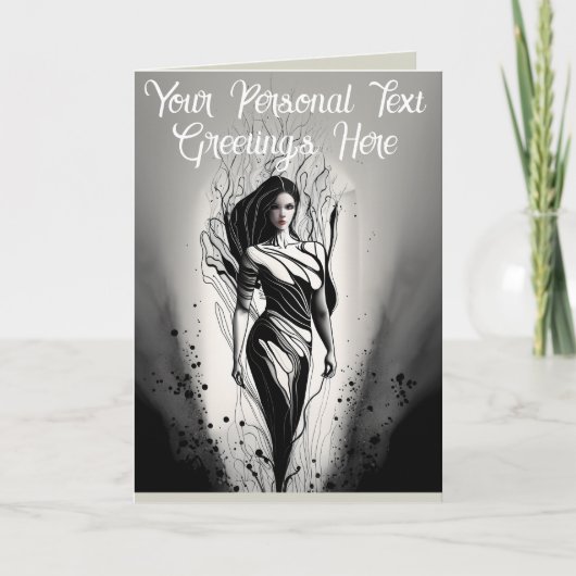 Aanpasbare Mooie Modeltekening in Lijninkt Kaart (Voorkant)