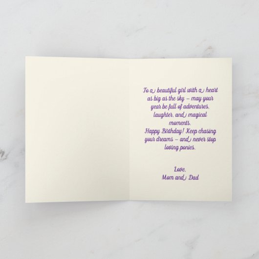 Aanpasbare Mooie Pony's en Bloemblaadjes Paard Kaart (Binnen)