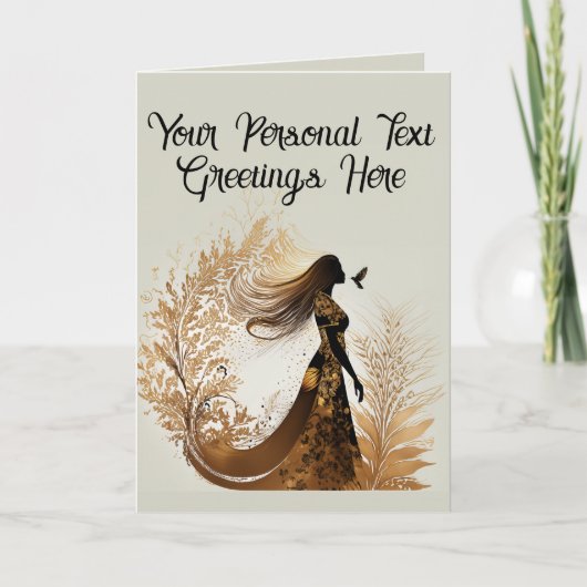 Aanpasbare Mooie Silhouet van Afrikaanse Vrouw Kaart (Voorkant)