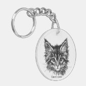 Aanpasbare Moppige Kleine Kitten Sleutelhanger (Voorkant Links)