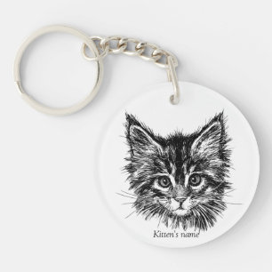 Aanpasbare Moppige Kleine Kitten Sleutelhanger