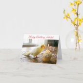 Aanpasbare Moppige Koketiel met Cupcake Verjaardag Kaart (Gele Bloem)