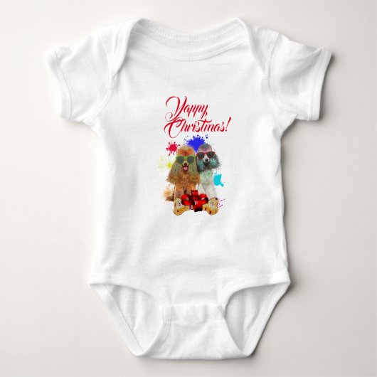 Aanpasbare Mopshond Cute Poodle Hond Kerstmis Romper (Voorkant)
