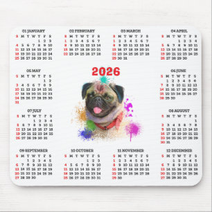 Aanpasbare Mopshond Kalender Muismat