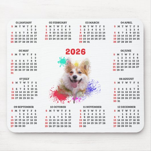 Aanpasbare Mopshond Kalender Muismat (Voorkant)