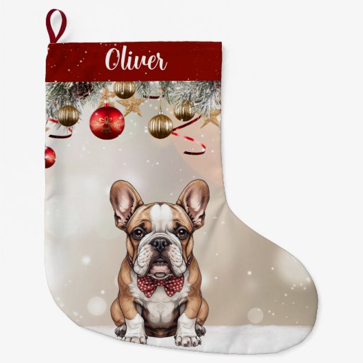 Aanpasbare Mopshond Puppy Kerstsok (Voorkant)