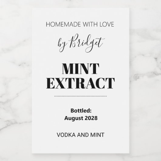 Aanpasbare Munt Extract Label Wijn Etiket (Enkel label)