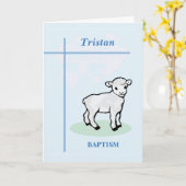 Aanpasbare Naam Doop Blauwe Jongen Lam Kaart (Gele Bloem)