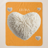 Aanpasbare naam Fluffy Heart Dekbed Sherpa Deken (Voorkant)