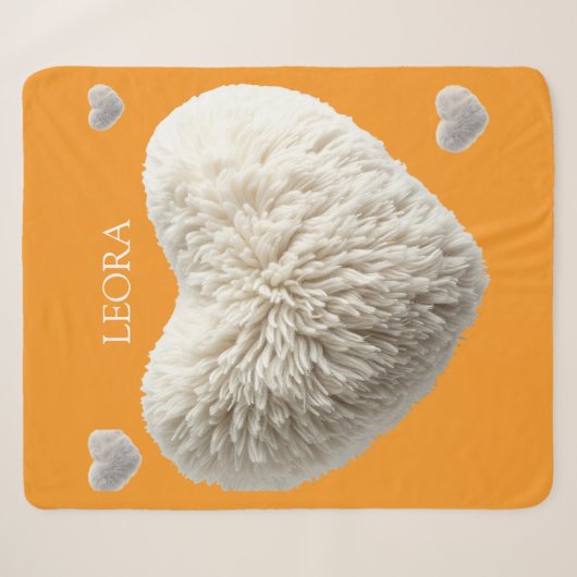 Aanpasbare naam Fluffy Heart Dekbed Sherpa Deken (Voorkant (horizontaal))