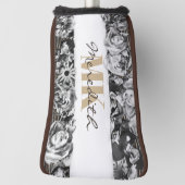 Aanpasbare naam Gouden Rozen Chic Monogram Luxe Golfheadcover (Draai 90)