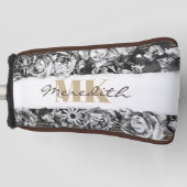 Aanpasbare naam Gouden Rozen Chic Monogram Luxe Golfheadcover (Voorkant)
