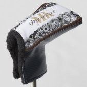Aanpasbare naam Gouden Rozen Chic Monogram Luxe Golfheadcover (3/4 voorkant)