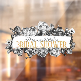 Aanpasbare naam Gouden Rozen Chic Monogram Luxe Raamsticker