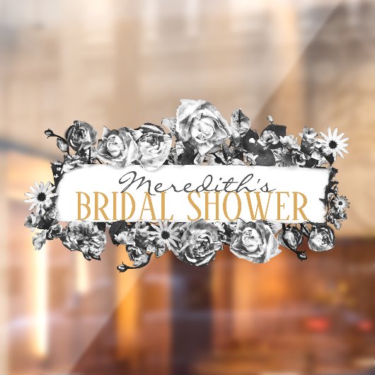 Aanpasbare naam Gouden Rozen Chic Monogram Luxe Raamsticker (Vel 2)