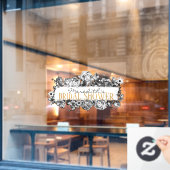 Aanpasbare naam Gouden Rozen Chic Monogram Luxe Raamsticker (Cafe Raam)