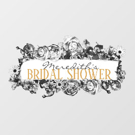 Aanpasbare naam Gouden Rozen Chic Monogram Luxe Raamsticker