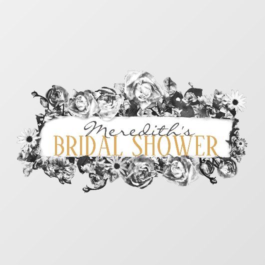 Aanpasbare naam Gouden Rozen Chic Monogram Luxe Raamsticker (Vel)