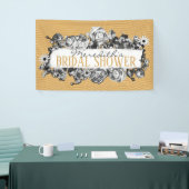 Aanpasbare naam Gouden Rozen Chic Monogram Luxe Spandoek (Beurs)