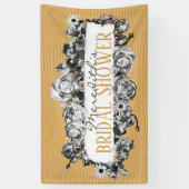 Aanpasbare naam Gouden Rozen Chic Monogram Luxe Spandoek (Verticaal)