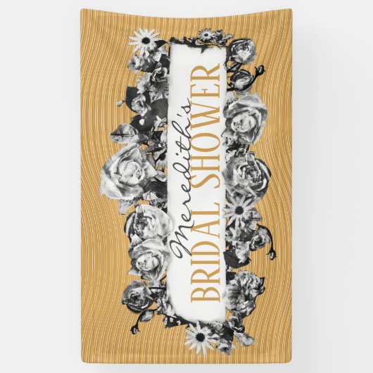 Aanpasbare naam Gouden Rozen Chic Monogram Luxe Spandoek (Verticaal)