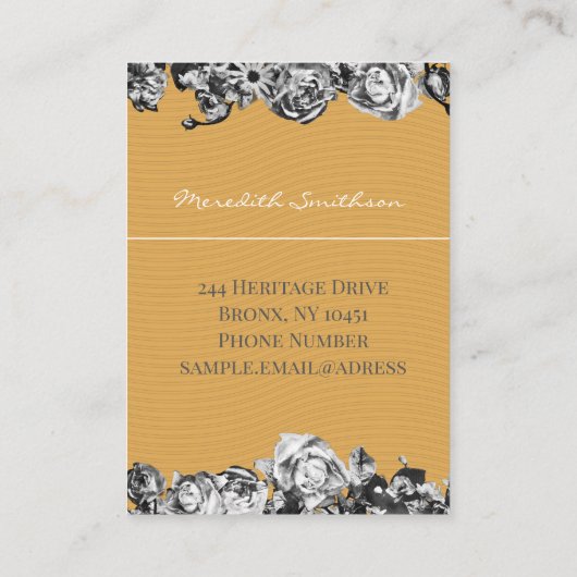 Aanpasbare naam Gouden Rozen Chic Monogram Luxe Visitekaartje (Achterkant)