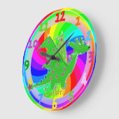 Aanpasbare naam Kimberly Green Dragon Kinder Clock Grote Klok (Hoek)