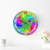 Aanpasbare naam Kimberly Green Dragon Kinder Clock Grote Klok (Huis)