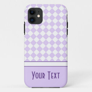 Aanpasbare naam paarse diamant geruit iPhone 11 hoesje