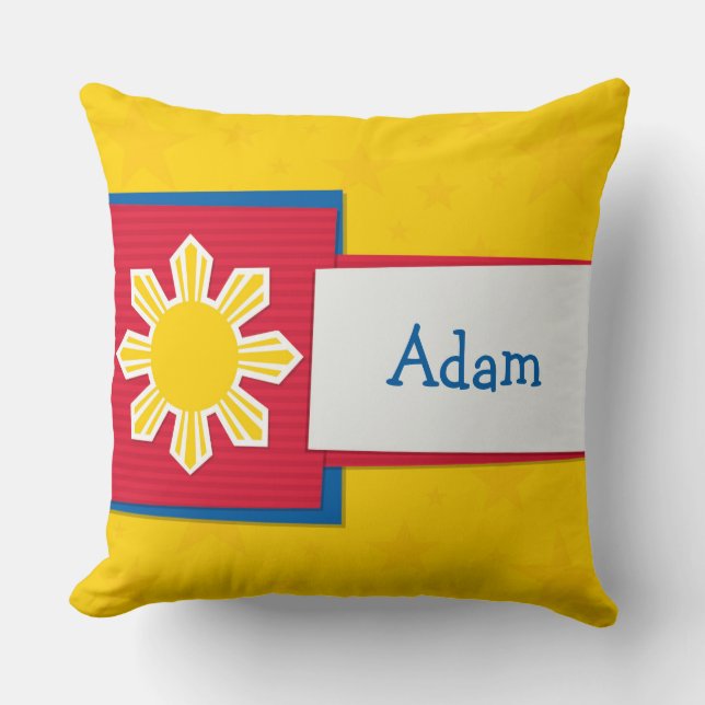 Aanpasbare naam Philippine Sun Filipino Kussen (Voorkant)