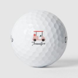 Aanpasbare naam Roze Golfkar Verjaardagscadeau Golfballen
