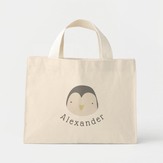 Aanpasbare naam Schattige Pinguïn Mini Tote Bag (Voorkant)