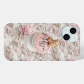Aanpasbare Naam Teddy iPhone 15 Hoes & Grip (Achterkant (horizontaal))