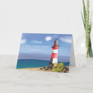 Aanpasbare Naam Verjaardag Kust Vuurtoren Kaart