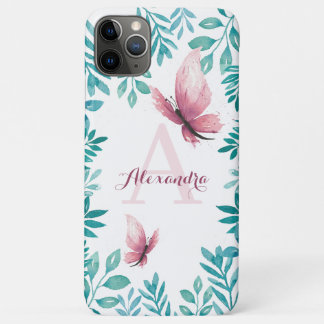 Aanpasbare naam waterverf roze vlinder Case-Mate iPhone case