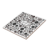 Aanpasbare naam zwart-wit bloempatroon tegeltje (Zijkant)