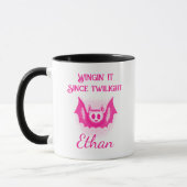 Aanpasbare Neon Halloween Mok - Roze Vleermuis Ont (Links)