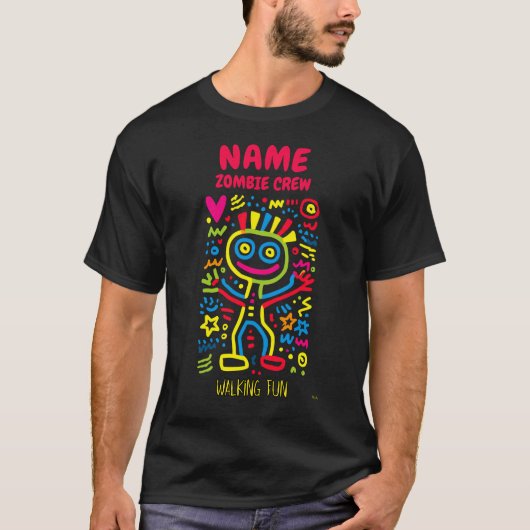 Aanpasbare Neon Pop Art Zombie | Grappige Hallowee T-shirt (Voorkant)