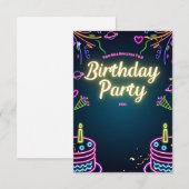 Aanpasbare Neon Verjaardagsfeest Uitnodigingen (Voorkant / Achterkant)