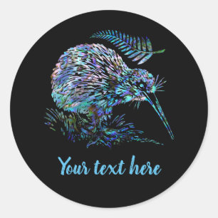 AANPASBARE NIEUW-ZEELAND KIWI PAUA RONDE STICKER