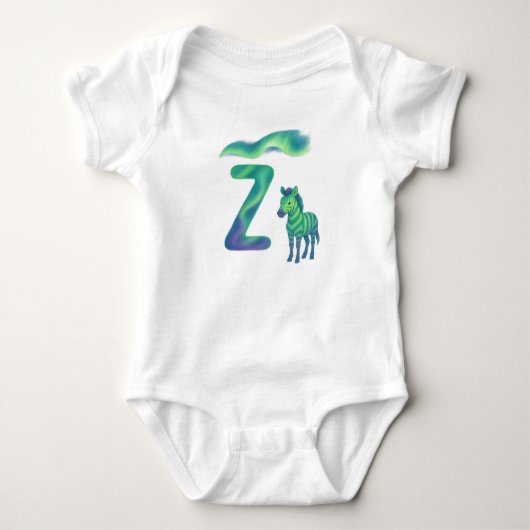 Aanpasbare Noorderlicht Letter Z Aurora Zebra Romper (Voorkant)