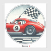 Aanpasbare Nummer Raceauto Sticker (Vel)