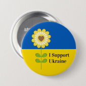 Aanpasbare Oekraïne Steun Zonnebloem Ronde Button 7,6 Cm (Voorkant /achterkant)