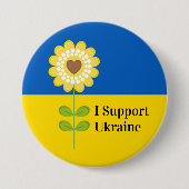 Aanpasbare Oekraïne Steun Zonnebloem Ronde Button 7,6 Cm (Voorkant)